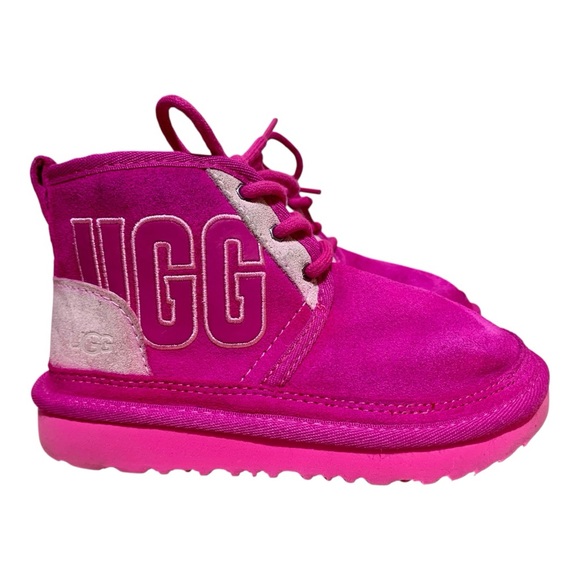 Girls UGG Neumel Graphic Outline Lace Up Boots Fushia Size 12 - Picture 1 of 9
